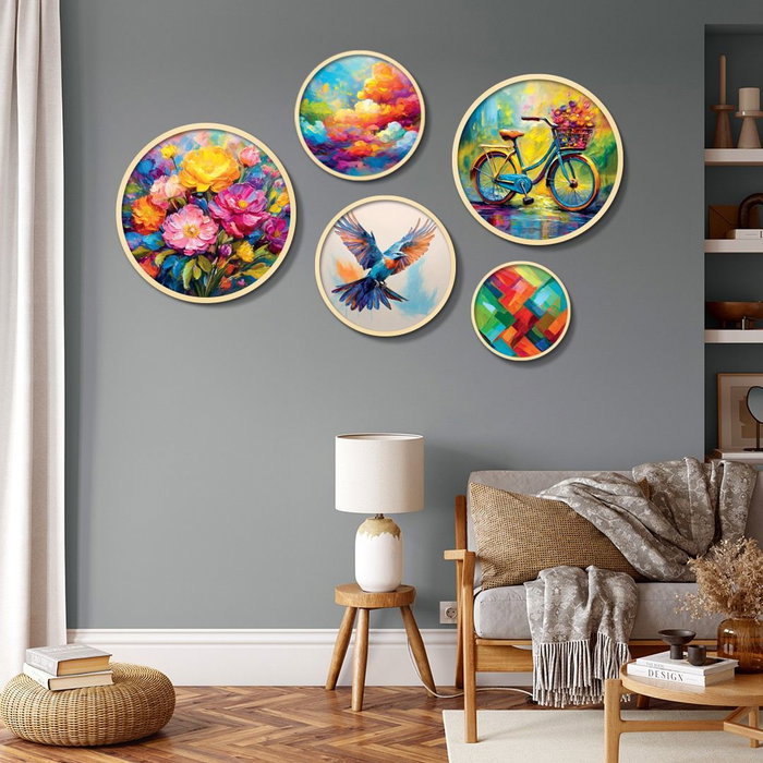 Wallity Yats-17 Conjunto de 5 Cuadros Decorativos Multicolor